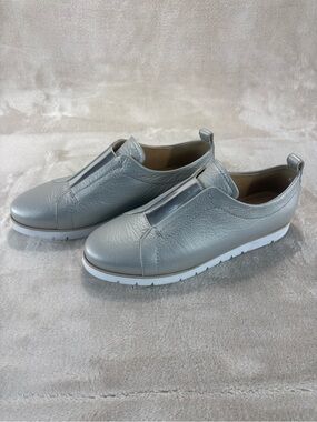 Geox Metallic Silver Slip-On Casual Sneakers
